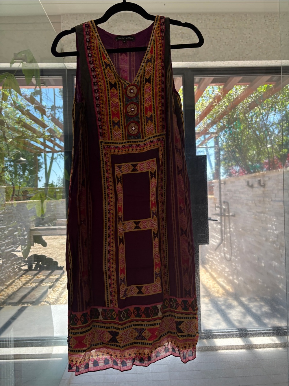 Boho Embroidered Sleeveless Dress - Purple